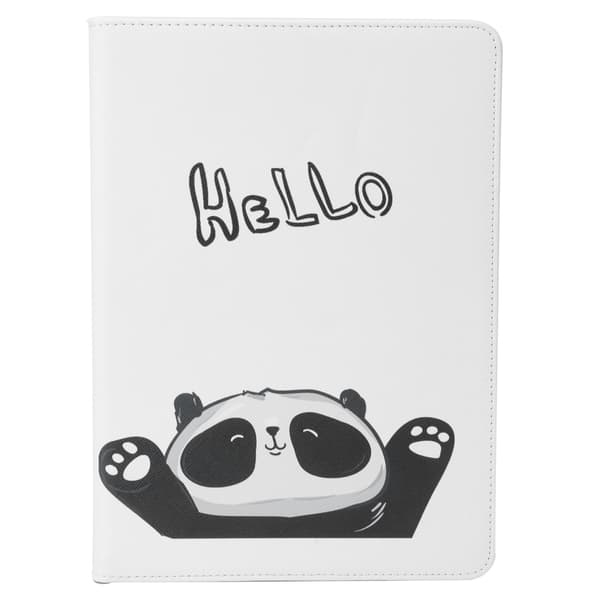 Portable Tablet PU Protective Holster 360° Universal Protection Painted Leather Case for iPad 9th Generation HELLO Panda