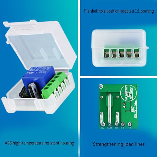 433MHz Remote Control 12V 10A Wireless Remote Switch 1-Channel Relay Module White