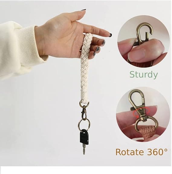 Makrame Nøglering Håndledsrem Nøglering Boho Armbånd Snor til Kvinder Nøglering Armbånd Kvinde Gaver