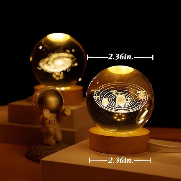 Solsystem, Mælkevejen, Måne, Kreativ 3D lasergraveret krystalkugle natlampe Solsystem Solar system