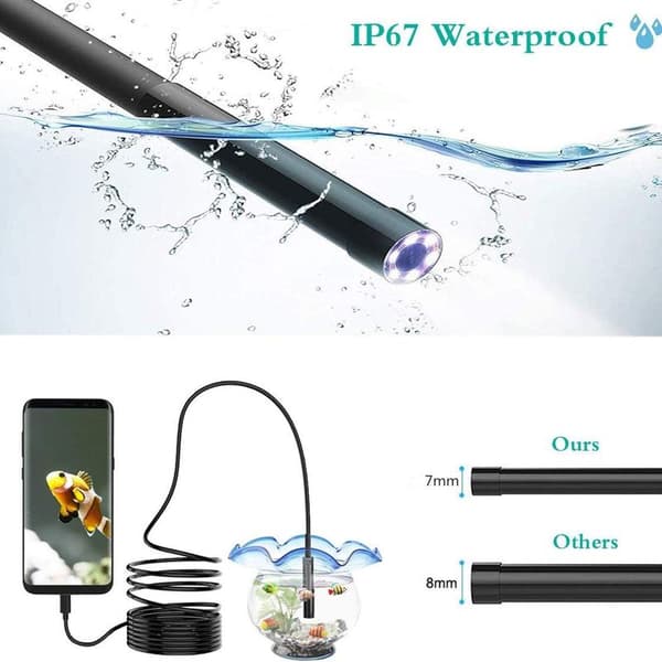 HKBTCH Endoskooppi, USB Android Endoskooppikamera 7mm 720P HD Zoomattava Automaattitarkennus
