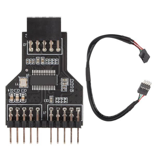 9-bens USB-splitter 9-ben til dobbelt 9-ben In-line USB2.0-stik Hun 1 til 2 Han 0,3 meter forlængerkabel USB-hovedhub