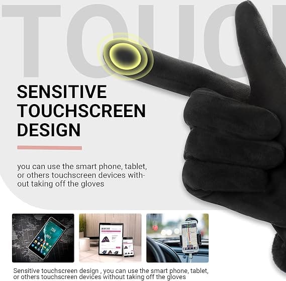 3 par vintervarme touchscreen-handsker til kvinder, fleeceforede DXGHC