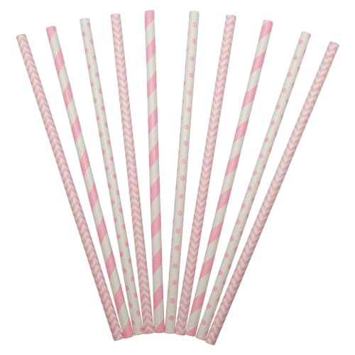 Pappersugrør Rosa Mix 24-pakning