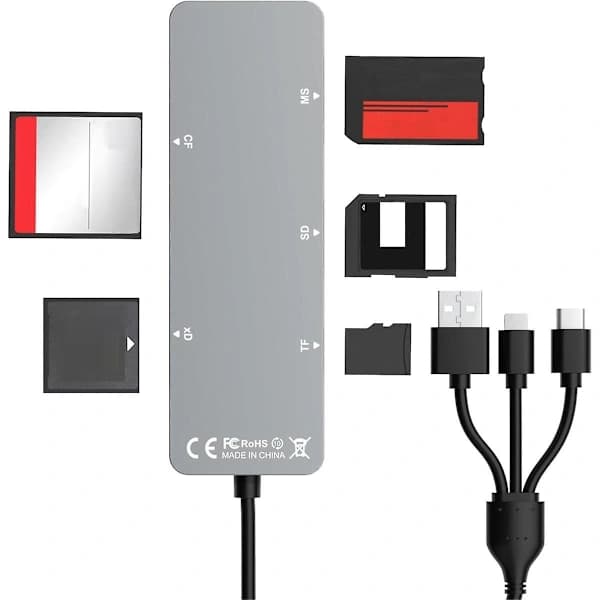 5-i-1 Multi-minnekortleser SD/TF/MS//XD Kortleser USB C OTG-adapter Adapter for