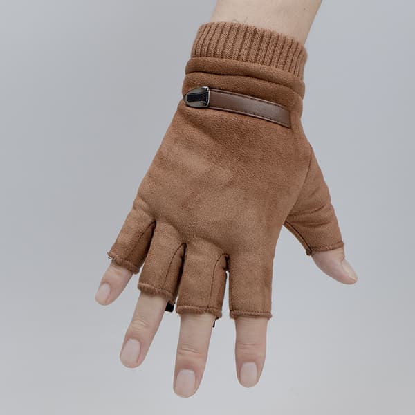 Halvfingerhandsker til mænd og kvinder til efterår og vinter med fløjl