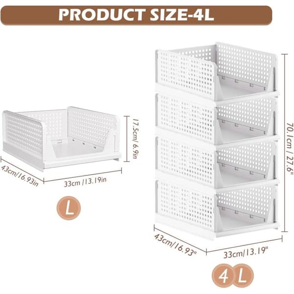 Foldable Wardrobe Storage 2-pack - Stackable Storage Bins for Closet, Compatible with Bedroom, Kitchen, Bathroom