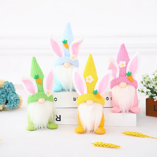 Easter Gnome Plush Handmade Bunny Rabbit Decoration Doll Swedish Tomte Elf Ornament, A