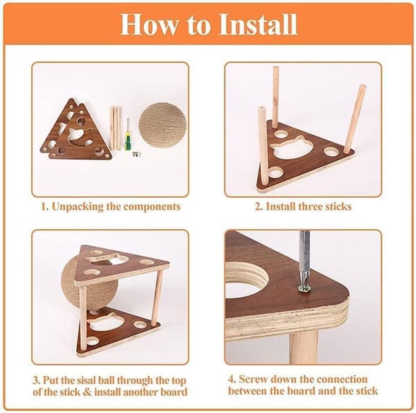 Cat Scratching Post Natural Sisal Rope Scratching Post for Cats and Kittens Dogs and Puppies Interactive Scratching Post Toy Solid Wood M