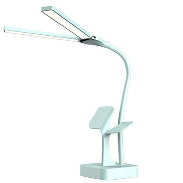 Mini Desk Lamp with Eye Protection, USB Charging, Student Bedroom Dormitory LED Clip Double Lamp Foldable Cap Night Light B