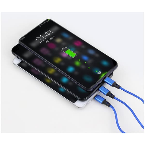 Teleport Kabel Multi USB-kabel, 3-i-1 Multi USB-lader Nylonflettet Kabel Hurtiglading - 1.2M, Rød