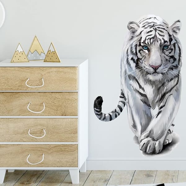 Natural Tiger Decal, Wild White Tiger Wall Decal, DIY Decorative