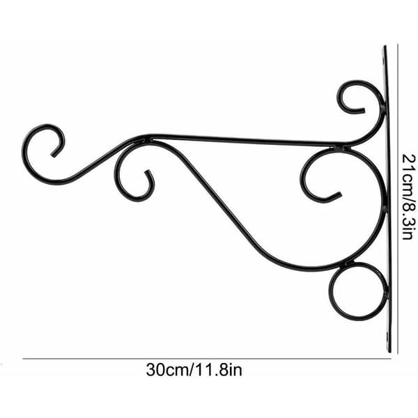 Havelampe, vægkrog til planter Væghængende plantekrog Holder til havekurv Lanterne Plænelampe Urtepotter 30x21cm (Sort)-
