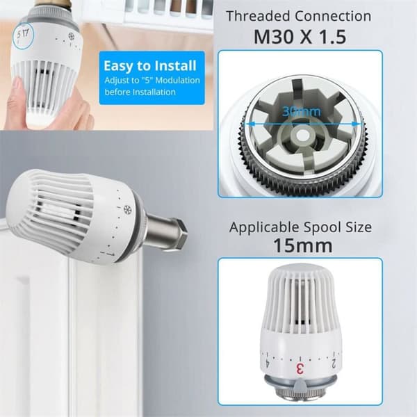 4-paknings termostathode, erstatningshode for M30 x 1,5 radiatorventil, termostathode for radiator