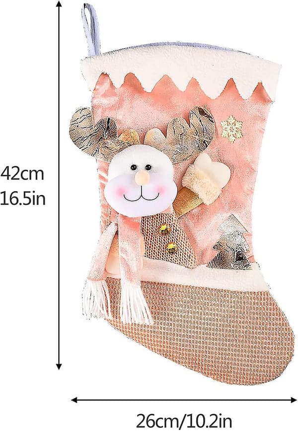 41,9 cm 3D Glitter Julstrumpor Älgdocka Julgåva Påse Hängande Strumpor För Barn Heminredning