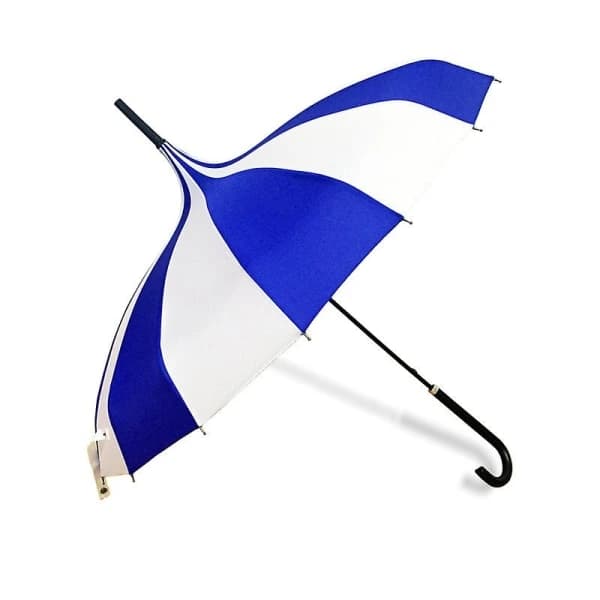 Elegant Long Handle Windproof Umbrella Sun Rain Use 16 Ribs Black White Design Pagoda Type New