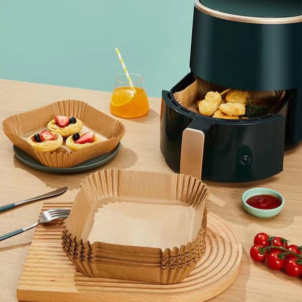 Bakepapir - Airfryer bakepapir - Engangsformer - Airfryer tilbehør - 100 stykker - Kvadratisk