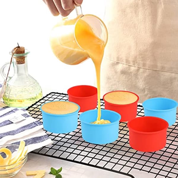 Silikonbakeformer runde - 10 cm kakeformer, sett med 4, ideelle for ulike kaker