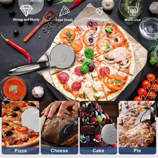 Pizzacutter - Dough Wheel - Stainless Steel - Pizza Knife - Pizza Roller - Ravioli Cutter - Robust & Sharp Wheel - Edging Wheel - Pasta Wheel