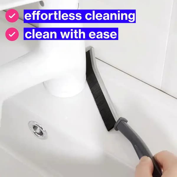 2-pack grout cleaning brushes with hard bristles and ergonomic handle for tile joints, corners, and crevices, black and white