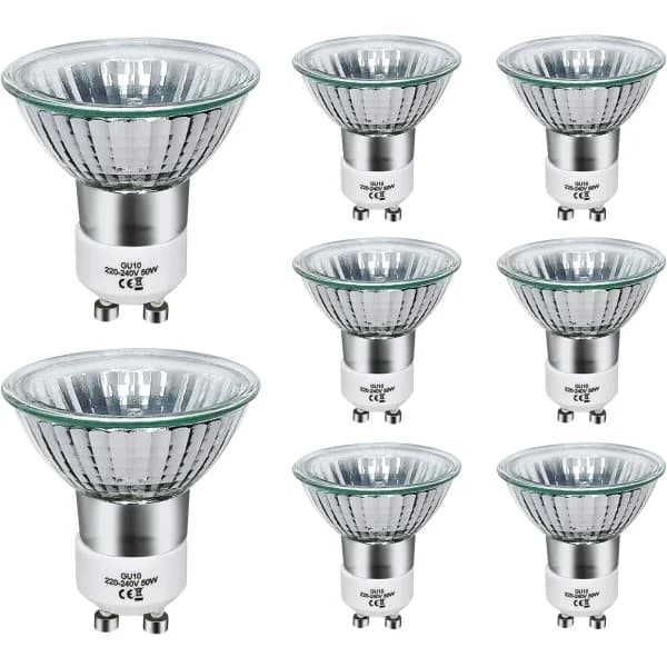 GU10 Halogen Bulbs 8-pack 50W Dimmable 2800K Warm White 700LM for Ceiling Spotlights Kitchen Bathroom 220V
