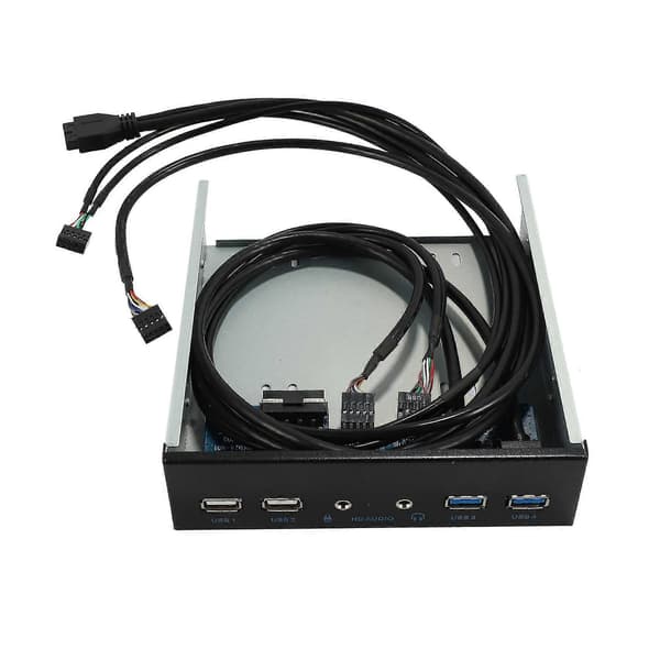 5,25 tommer intern frontpanel USB-hub til stationær pc, 2 porte USB 3.0 og 2 porte USB 2.0 med HD