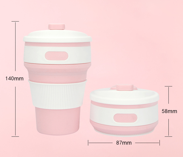 Blå sammenklappelig silikone vandkop 350 ml Praktisk sammenklappelig kaffekop