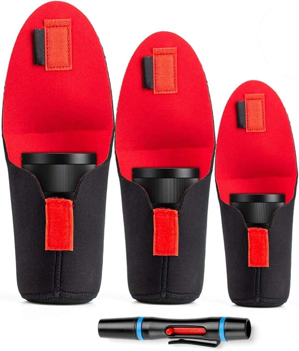 Objektivfodral för Canon Nikon Sony DSLR-kameraobjektiv, 3-pack