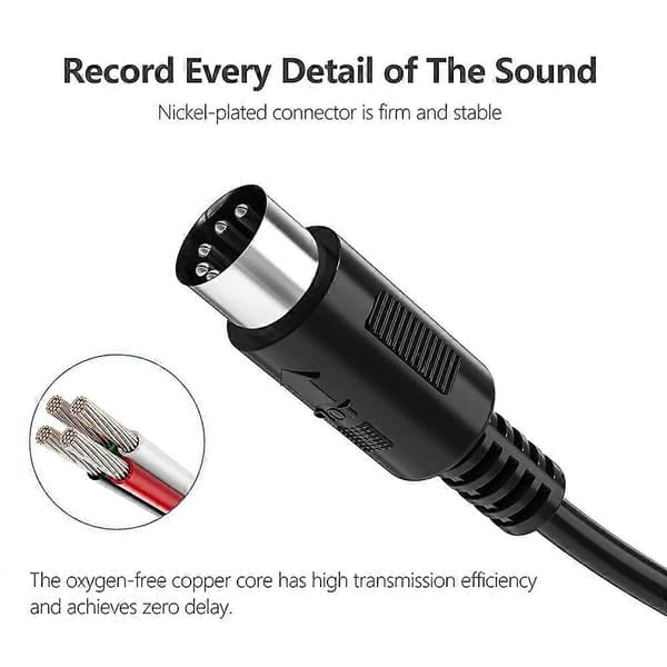 2-pak 5-Pin DIN MIDI-kabel, 90 cm Han til Han 5-Pin MIDI-kabel til MIDI-keyboard, Keyboard Synth