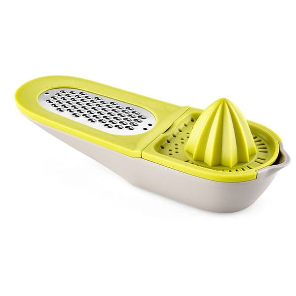 Grater with container (green), 2-in-1 multifunctional juicer, kitchen utensil melon and fruit grater