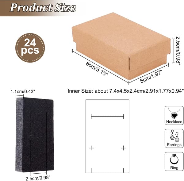 Small Kraft Brown Cardboard Jewelry Boxes with Lids Gift Boxes