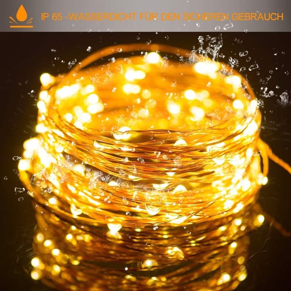 Warm White LED String Lights Dimmable \"Silver Wire\", 10M 100 LED Stars KLB