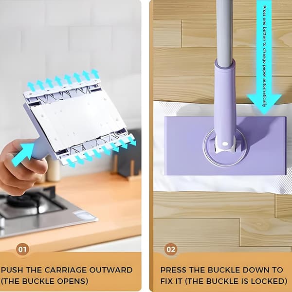 Automatisk Mini-moppe med Kludskift – 360° Rotation Lazy Mop Gulvrenser | Hjemmerengøringsmoppe