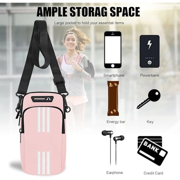 Telefonholder til løbearmbånd Mobiltelefon Crossbody Tasker til Kvinder Børn (Pink)