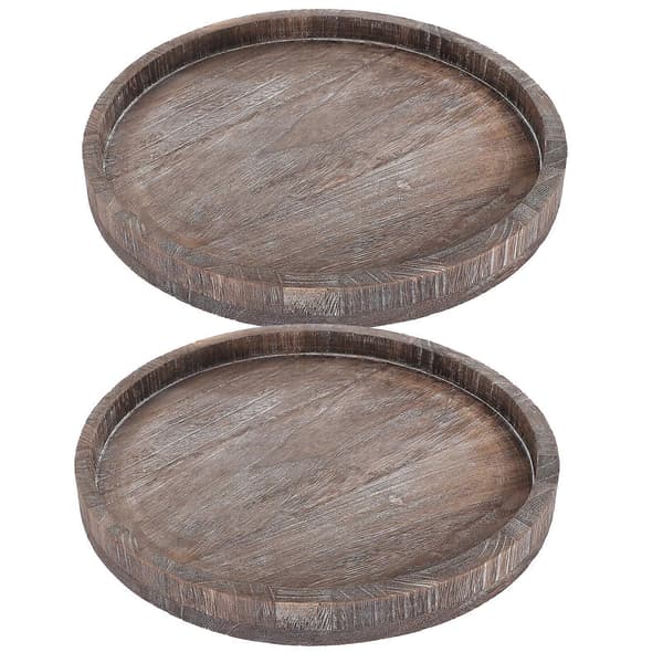 2 Pcs Wooden Decorative Trays Coffee Table Trays Table Decoration Trays Display Trays Holders