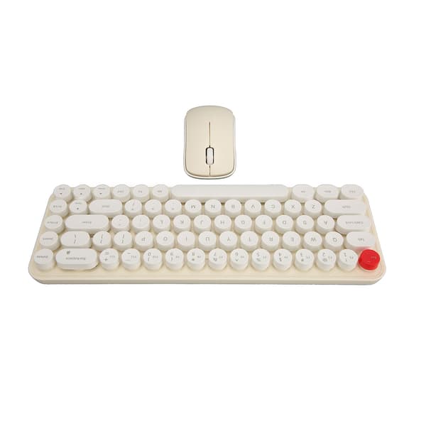Wireless Keyboard and Mouse Set Mini Portable Retro Silent 2.4G Wireless 68 Keys Office Keyboard and Mouse Set Beige