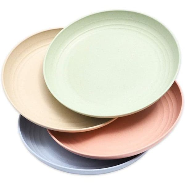 4-pack Wheat Straw Plates, Dishwasher Safe and Eco-Friendly