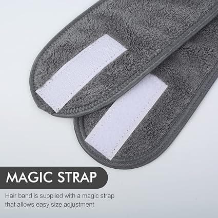 3-pak mikrofiberhårbånd til kvinder, makeup, spa, vaskbart hårbånd til ansigtspleje, justerbart bånd med velcro til bad, makeupfjerning