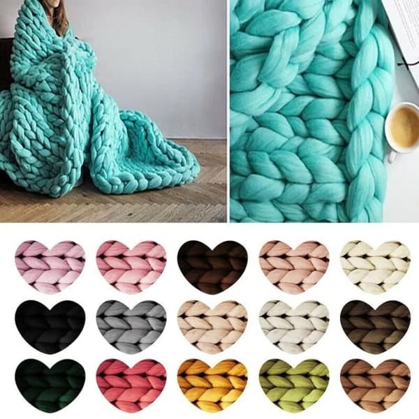 450g DIY Chunky Garn Mjukt Bulky Armstickning Roving Virka Ullgarn Grönt Chunky Stickning