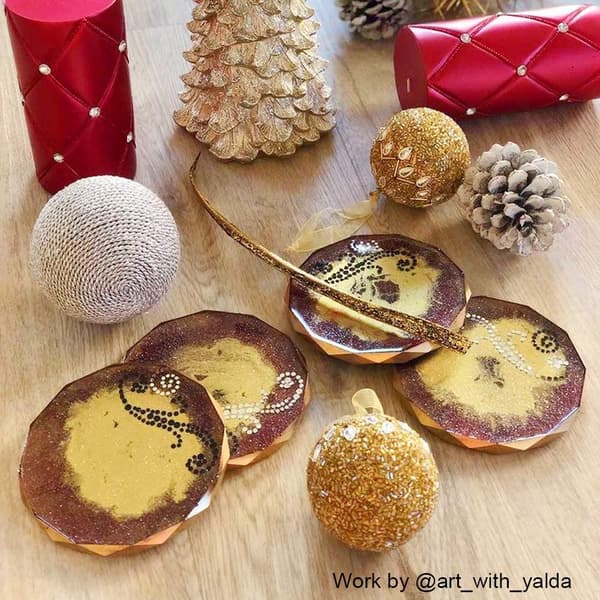4-pack Resin Coaster Molds, Diamond Edge Crystal Resin Casting Molds, Silicone Geode Molds for Epoxy Resin