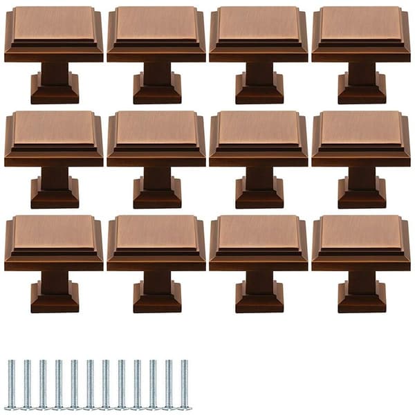 12 Pcs Square Cabinet Knobs, Square Cabinet Knobs, Pull Handles for Kitchen Cabinets, Knob with Screws for Dresser, Yellow