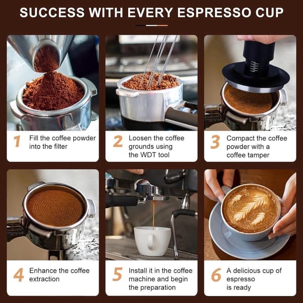 Kaffetamper, Manuell Tamper, Tamper, Med Kalibrert Fjær, 100 % Flat - Tamper i Rustfritt Stål