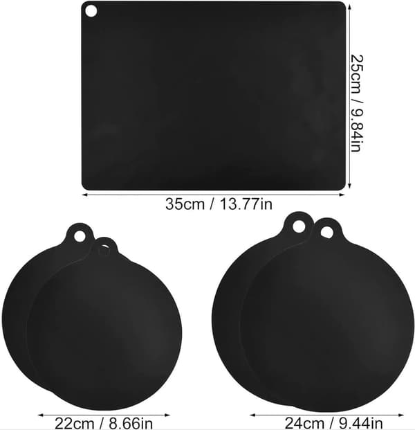 Induction Hob Protector Mats, Heat-Resistant Silicone, Scratch Protection, 5-Piece Set For Induction And Ceramic Hobs, Black