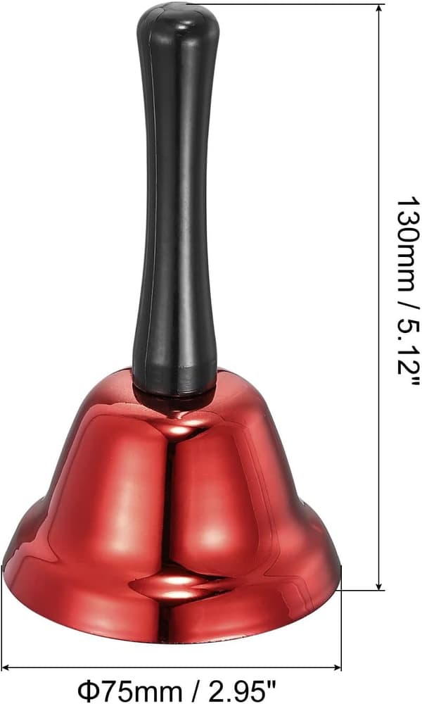 1 st Högljudd Handklocka, 75 mm (2,95\") Dia. Middagsklocka för Klassrum, Service, röd