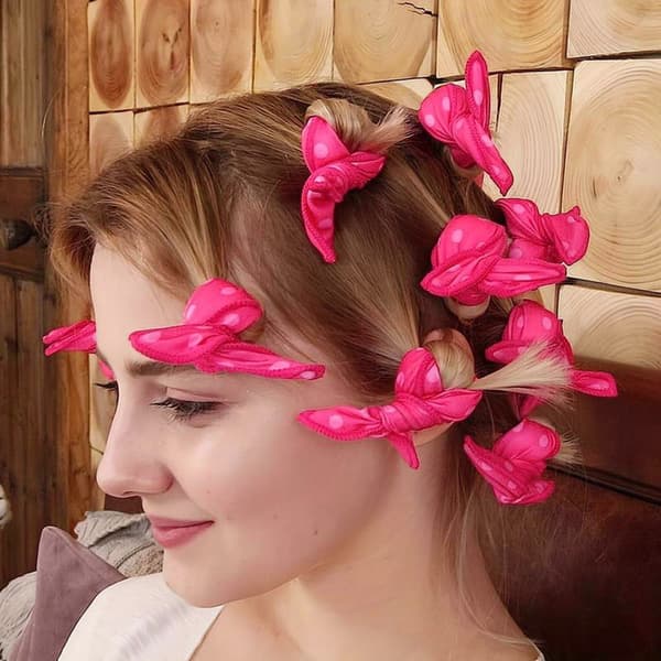 Fleksible Bløde Varmeløse Hårruller 10 stk./sæt Sovende Hårruller Naturlige Krøller Sovende DIY Svampe Hårstylingværktøjer Pink 10 stk. Pink 10pcs