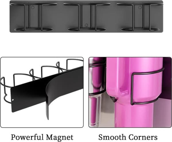 Refrigerator Storage - Magnetic 3-pack for Water Bottles and Lids - Space-saving for Kitchen Counter