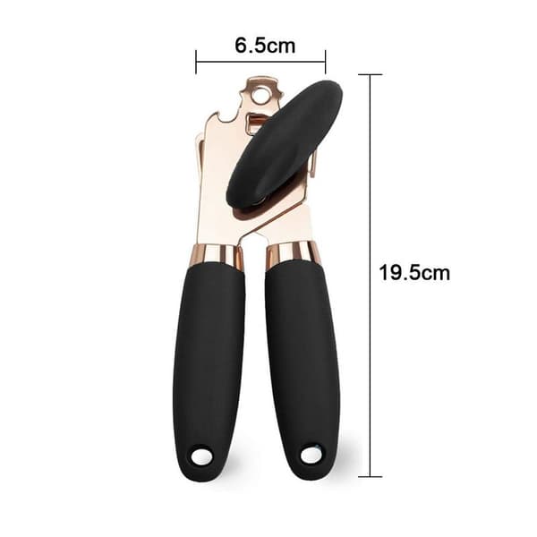 Manual Can Opener with Non-Slip Handle, Practical, Smooth Edge, Black