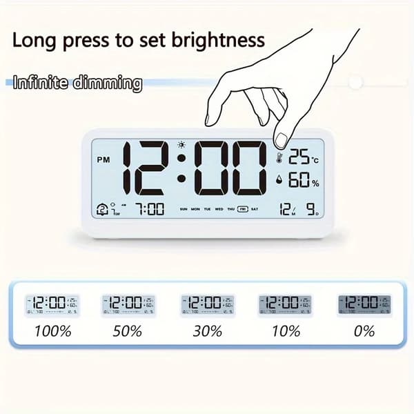 Multifunctional Digital Clock LED Adjustable Brightness Temperature and Humidity Display Dual Mode Alarm Clock G3440A