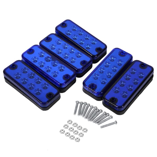 6 stk. 8 LED sidemarkeringslys indikatorlampe lastbil trailer blå