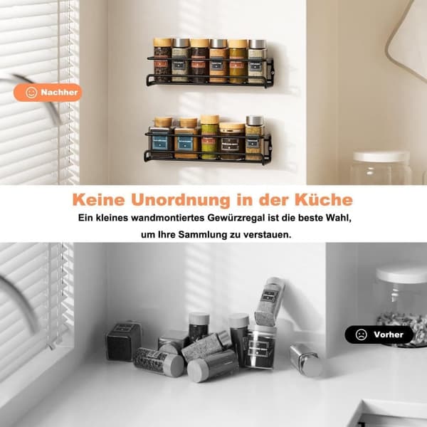 2-piece Wall Mounted Stainless Steel Spice Rack for Kitchen - Home Spice Storage and Organization Silver Silver